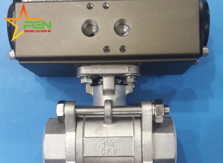 VAN BI INOX 3 THÂN ĐIỀU  KHIỂN KHÍ NÉN NỐI REN 