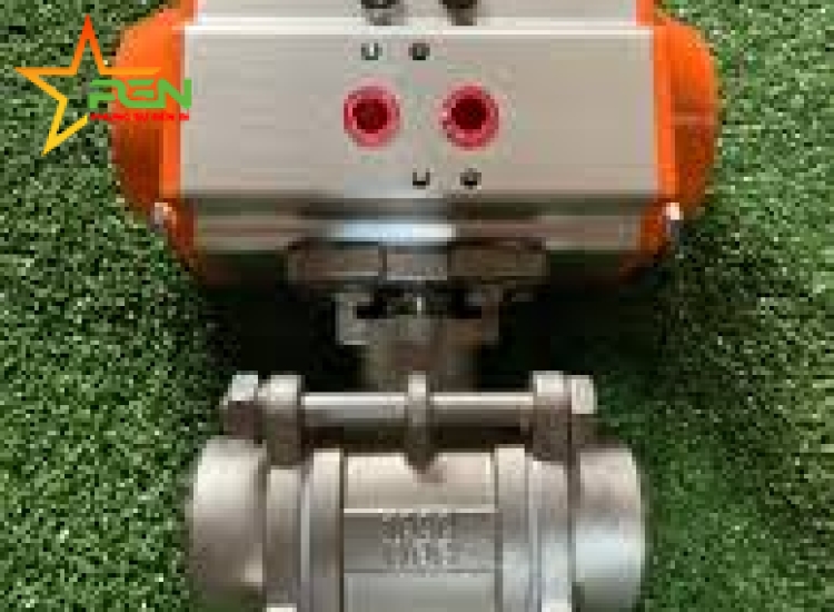 VAN BI INOX 3 THÂN ĐIỀU  KHIỂN KHÍ NÉN NỐI REN 