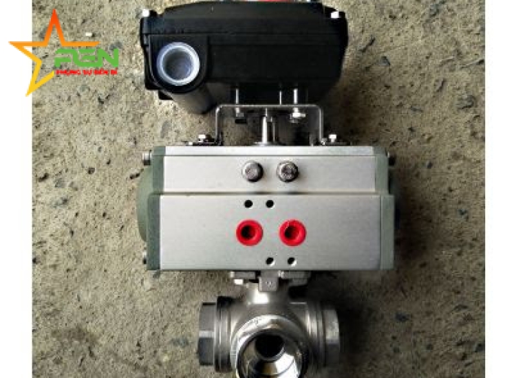 VAN BI INOX 3 THÂN ĐIỀU  KHIỂN KHÍ NÉN NỐI REN 