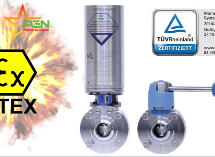 VAN BƯỚM INOX VI SINH M&S LOẠI SV04 THEO TIÊU CHUẨN ATEX|M&S BUTTERFLY VALVES TYPE SV04 COMPLIANT WITH ATEX STANDARDS